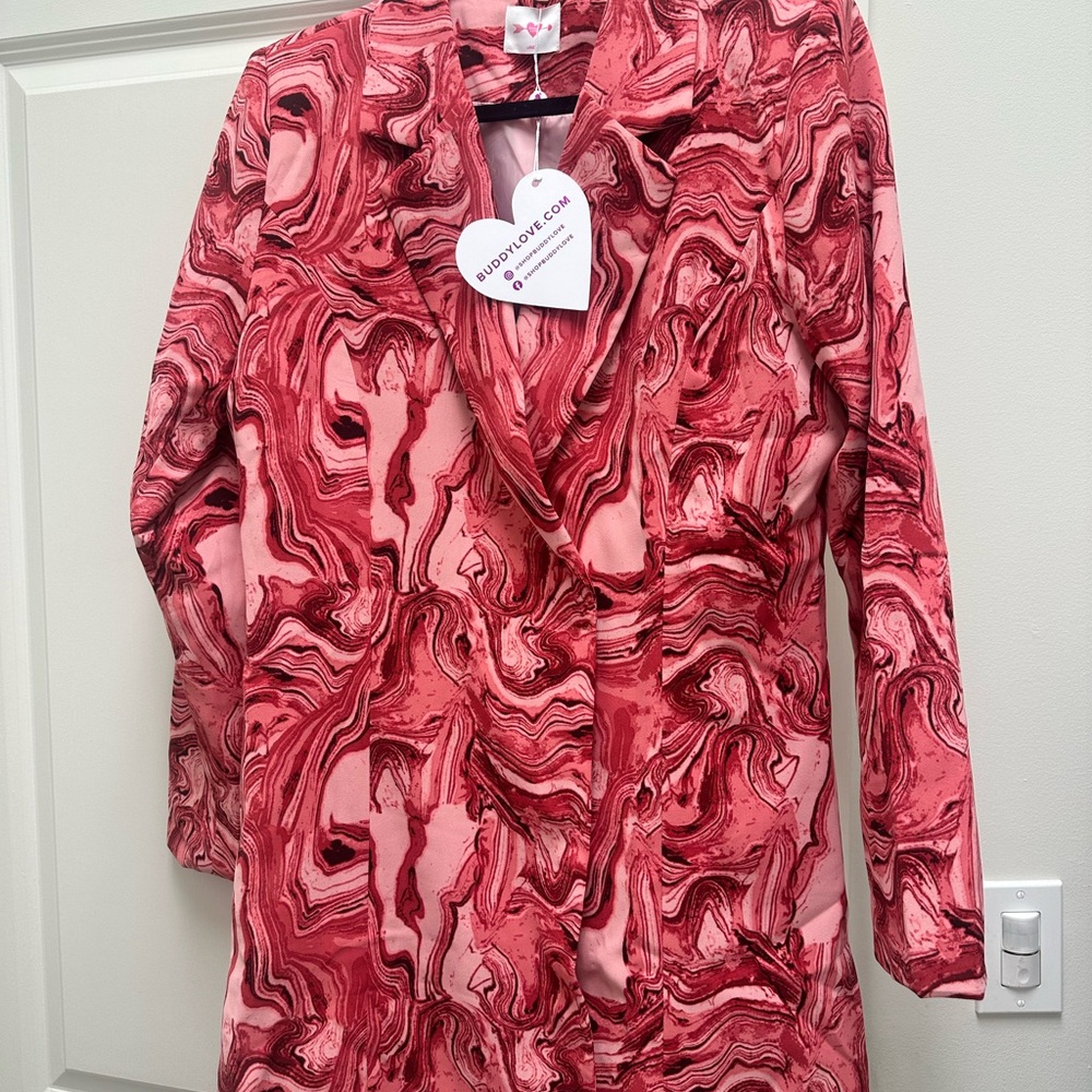 Buddy Love Red Marble Long Sleeve Dress